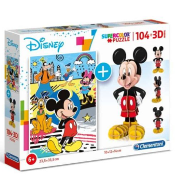 Clementoni Puzzle 3D e Puzzle 104 Peças Disney Mickey Mouse