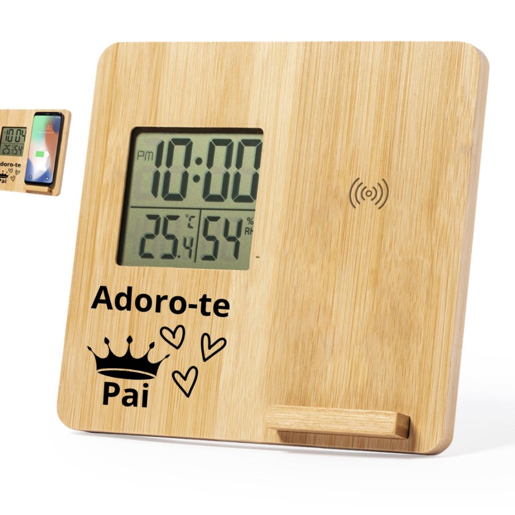Estacão Meteorológica Carregador Personalizado (Bambú)