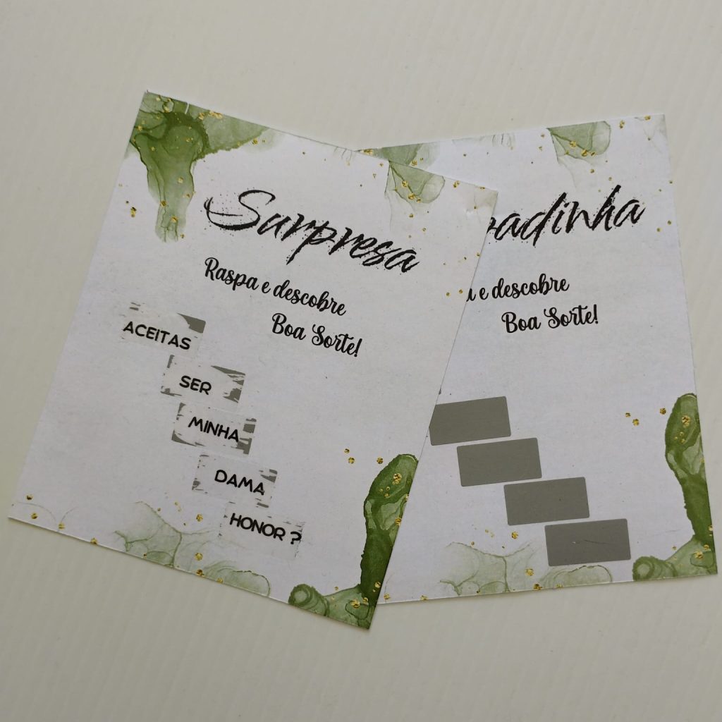 Convite em forma de raspadinha/Surpresa-Personalizado