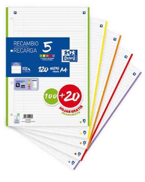 Recarga Papel A4 Pautado Com Cor Nas Margens