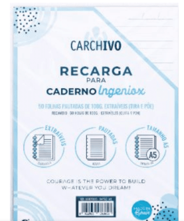 Recarga A5 Carchivo Para Caderno Inteligente Ingeniox Pautado