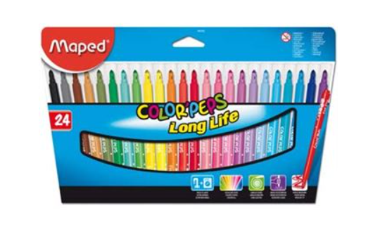 Canetas de Feltro Color Peps Long Life - 24 Unidades