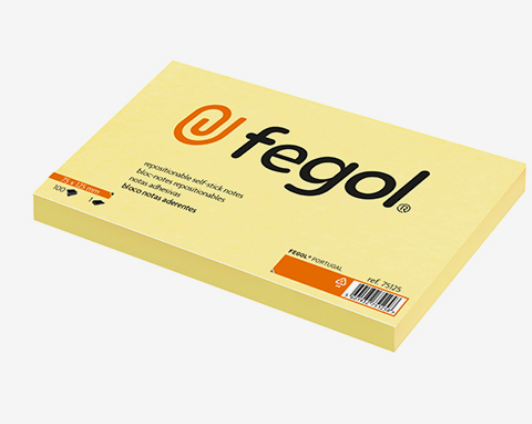 BLOCO NOTAS ADERENTES FEGOL NOTES 75X125MM AMARELO 100 FOLHAS