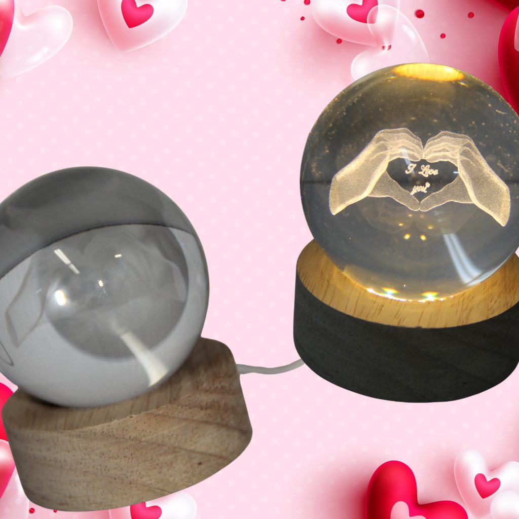 💡💖 Luminária de Cristal 3D – “I Love You” 💖💡